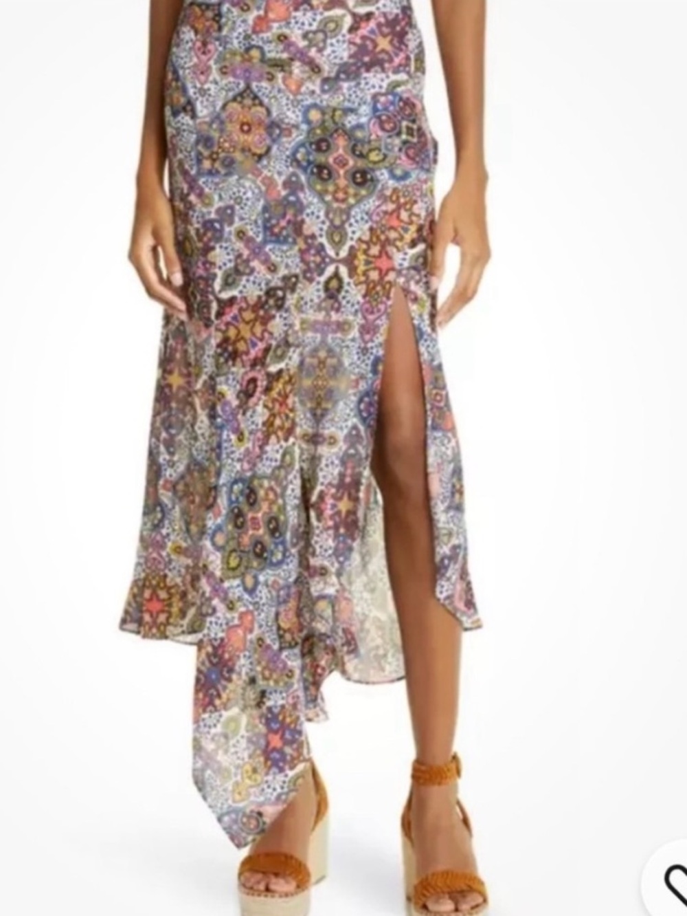 Veronica Beard Multicolor Paisley Patchwork Midi Skirt with Side Slit